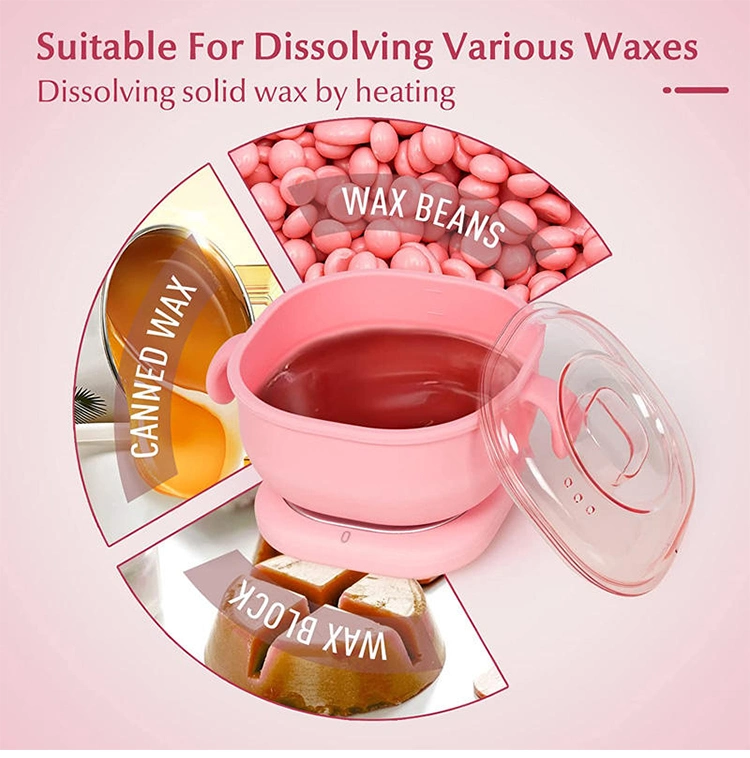 Customized Logo 400ml Foldable Wax Warmer Silicone Pot for Hair Removal