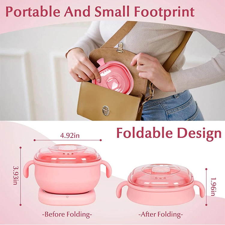 Customized Logo 400ml Foldable Wax Warmer Silicone Pot for Hair Removal