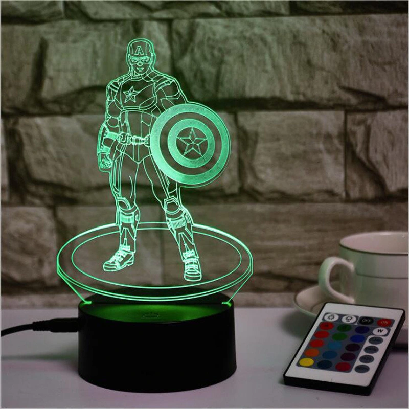 3D Illusion Captain America Lamp 3D LED Night Light Kids Desk Lamp Bedroom Decoration Dimmer Lamps Study Light Table Lamp Desk Lamp Reading Lamp Bl15676