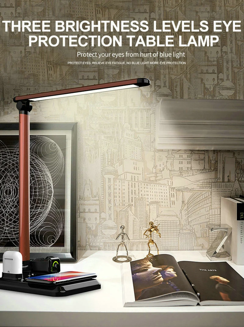 New Product Dimmable Rechargeable LED Lamp Wireless Charging Folding Table Lamp