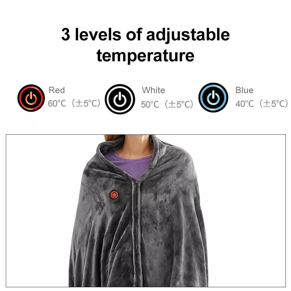 Lh 150*80cm USB Charging Thermal Shawl Winter Warmer Battery Heated Blanket Electric Blankets for Winter