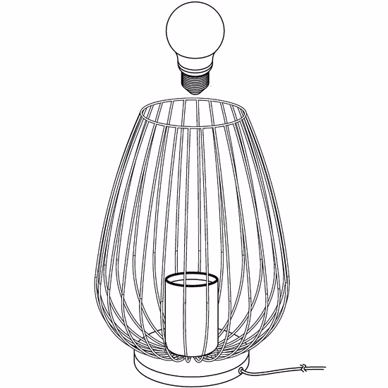 Lampe de table cage artisanale en fer forgé Art Design en métal noir
