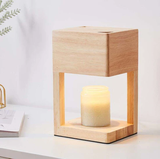 Lampe chauffe-bougie électrique en bois au design unique