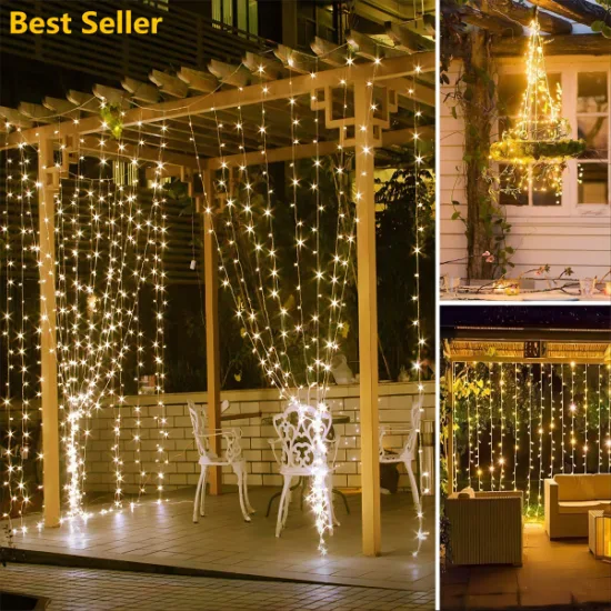 3m X 3m 300 LED extérieur maison blanc chaud noël décoratif chaîne fée rideau guirlandes lumières de fête pour mariage