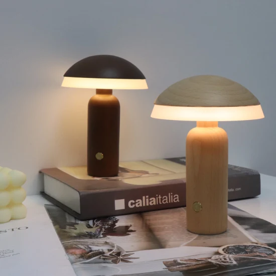 2022 cadeau de noël lampe blanc chaud tactile gradateur décoration en bois veilleuse LED enfants lampe avec batterie rechargeable